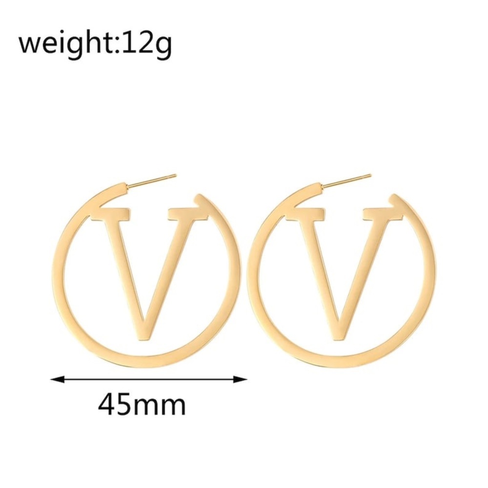 New! ✨ Stunning Luxury Designer Gold-tone V Hoop Earrings Fashion Jewelry Vlogo - Picture 7 of 15